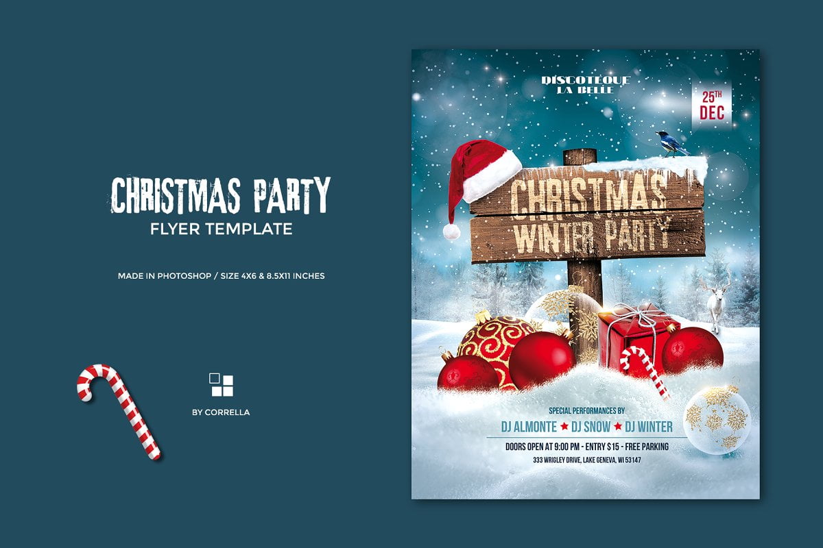 Christmas Party Flyer Template Free Download from www.fontforlife.com